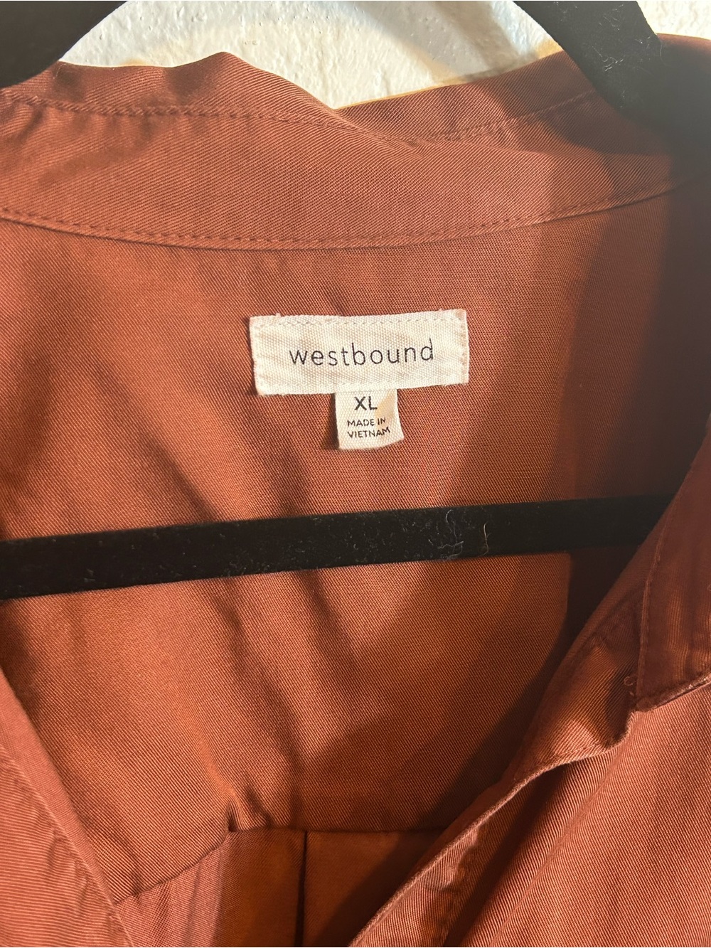 Westbound Brown Solid Lyocell Woven Button-Up Collared Shirt Pockets XL - Picture 2 of 6